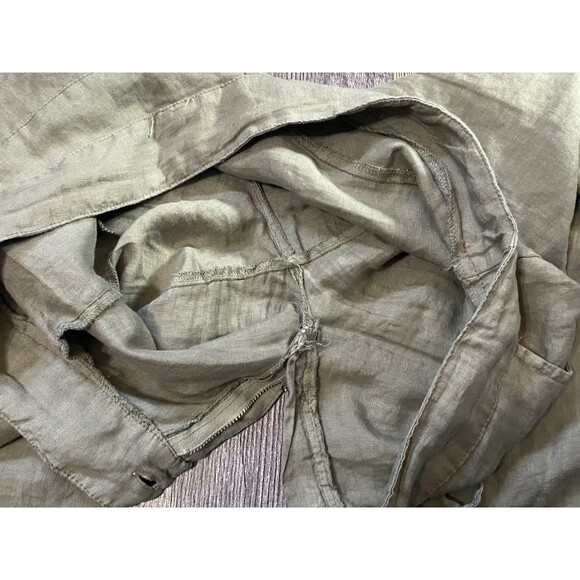Del Sol 100% Linen Drawstring Pants Womens M Sage Green Wide Leg Greece Resort - Picture 6 of 14